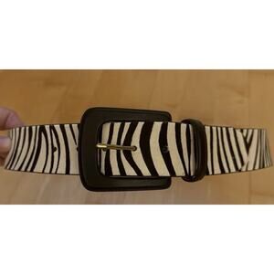 VTG Lauren Ralph Lauren Zebra Calf hair Leather White Black Stripe Belt M